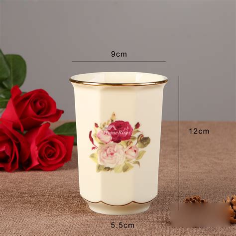 5 Piece Floral Bathroom Accessories Set Ceramic Floral Enamel