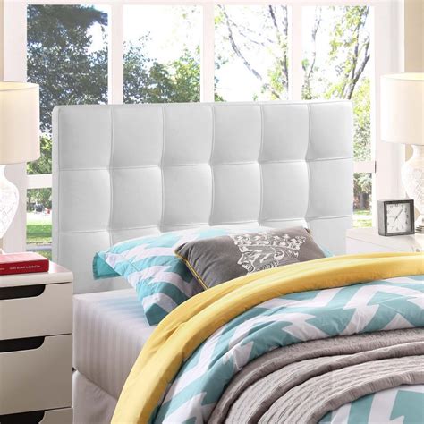 Lily Twin Upholstered Vinyl Headboard White