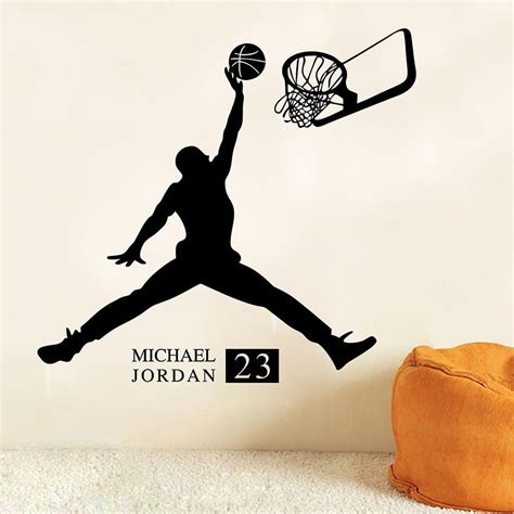 Sports Poster Basketball Wall Stickers No23 Michael Jordan Slam Dunk