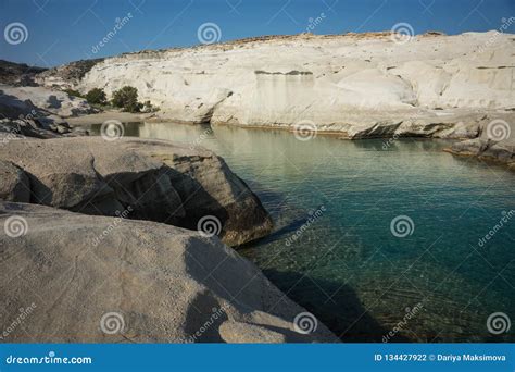 Moonscape Beach Sarakiniko Milos Greece Stock Photo Image Of Milos