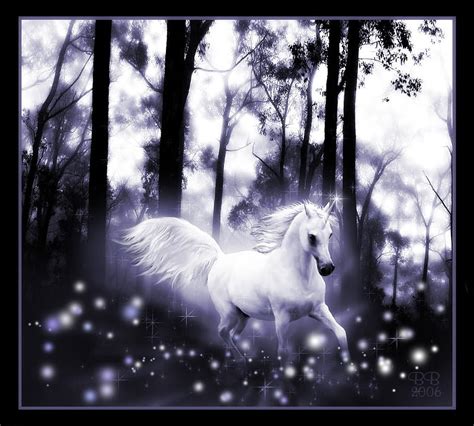 Unicorn Galloping Through The Enchanted Forest Forest Fantasy Trees