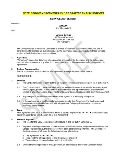Agreement For Services Template