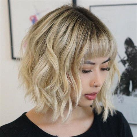 Bangs are a trendy way of spicinghow you look that also is useful. Wavy Layered Bob with Baby Bangs # ...