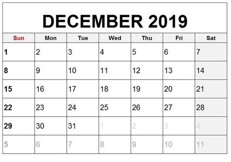 Free Printable Calendar December 2019 Editable Planner Free Printable
