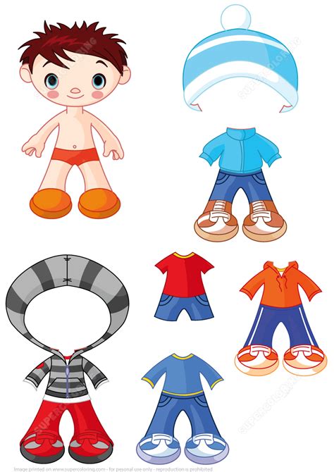 Paper Doll Of A Little Boy With A Set Of Clothes Free Printable