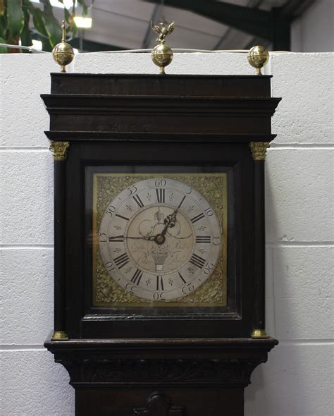An Early 18th Century Oak Cased Longcase Clock The Thirty Hour Movement Striking On A Bell The 11