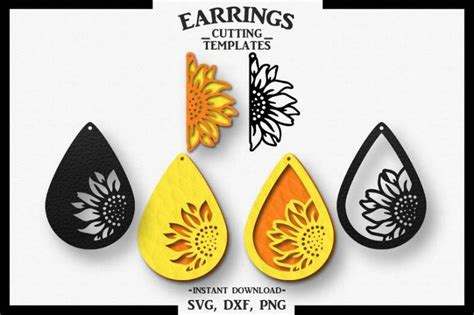 Free SVG Sunflower Earring Svg Free 11184+ File for DIY T-shirt, Mug
