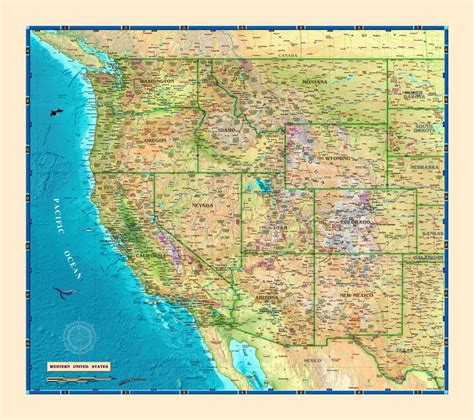 Western Usa Wall Map Houston Map Company