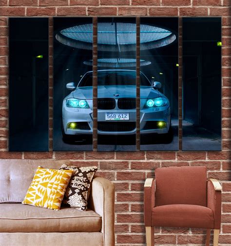 White Car In Garage Wall Art Decor Picture Car Wall Art On Etsy