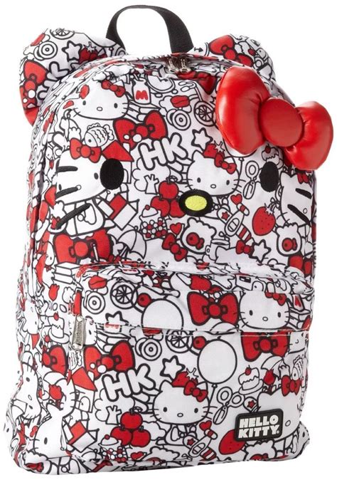 Nwt Loungefly Hello Kitty Redwhite All Over Backpack Wears And Plush