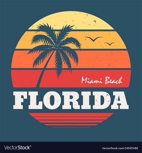 Florida Miami Beach Tee Print Royalty Free Vector Image