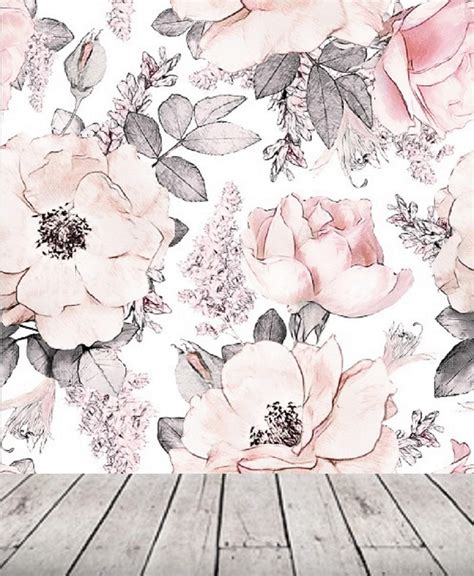 Blush Pink Flower Wallpaper Peel And Stick Mural Remove Floral Etsy