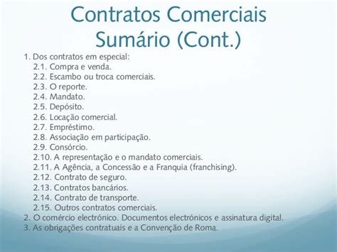 Contratos Comerciais Direito Comercial Introdução Fontes Das Obr