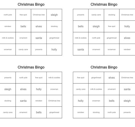 Christmas Bingo Wordmint