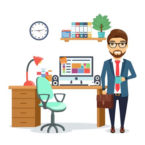 Boss Standing In His Office Download Free Vectors Clipart Graphics