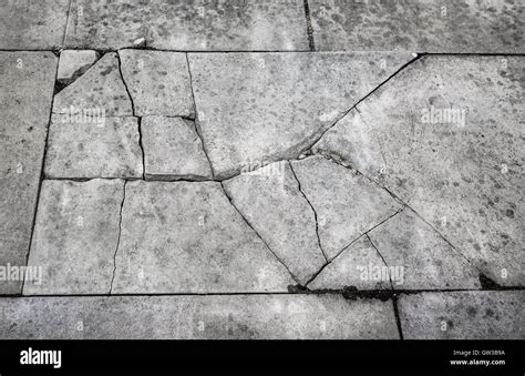 Cracked And Broken Concrete Pavement Slab Stock Photo Alamy
