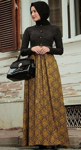 Baju gamis brokat elegan kombinasi kren dan coklat. 45+ Model Baju Batik Muslim 2018: Simple, Casual & Modern
