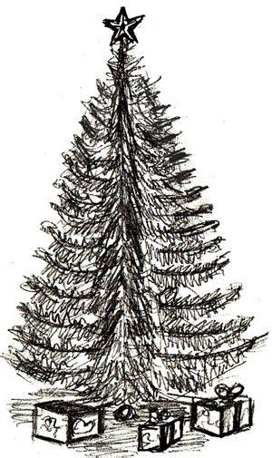 Draw a center star and 2 tree sections. How to Draw a Christmas Tree - Draw Step by Step | Christmas tree drawing, Christmas tree ...