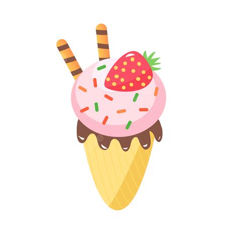 Ice Cream Strawberries Vector Png Images Little Fresh Summer Chocolate