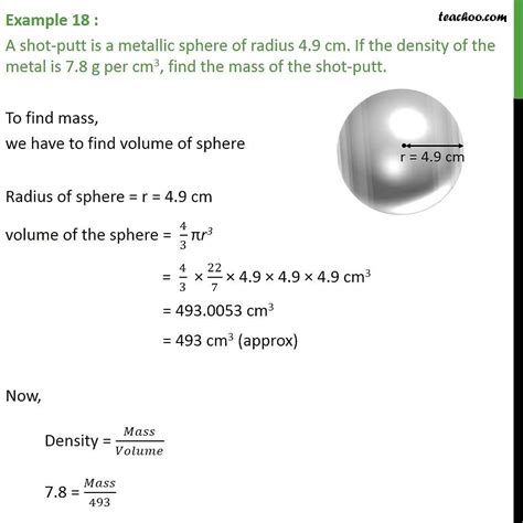 Example 11 A Shot Putt Is A Metallic Sphere Of Radius Examples
