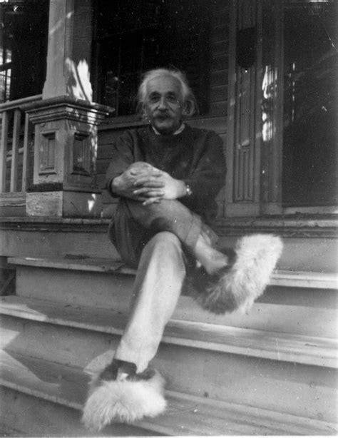 Albert Einstein Wearing Fuzzy Slippers Ca 1950s ~ Vintage Everyday
