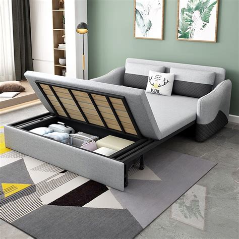 Modern Full Sleeper Sofa Linen Upholstered Convertible Sofa With