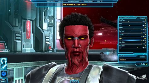 Star Wars The Old Republic Character Creation Sith Pureblood Race Mmo