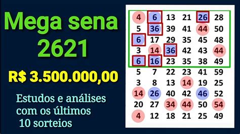 Mega sena 2621 estudos e análises com os últimos 10 sorteios