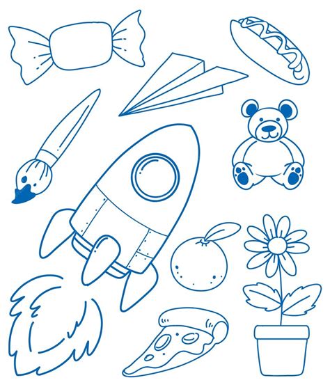 Conjunto De Objetos Simples De Dibujo A Mano Para Niños Vector Gratis