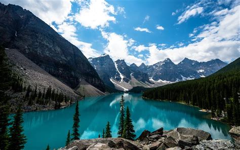 Download Wallpapers Moraine Lake 4k Mountains Blue Lake Alberta
