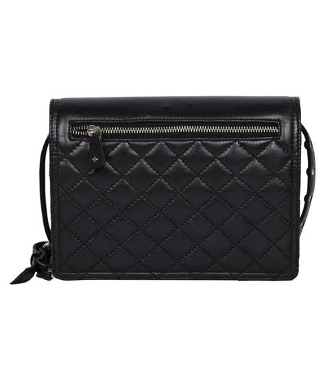 Jl Collections Black Pure Leather Sling Bag Buy Jl Collections Black