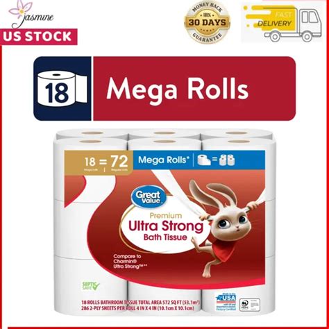 Great Value Ultra Strong Toilet Paper 18 Mega Rolls 2125 Picclick