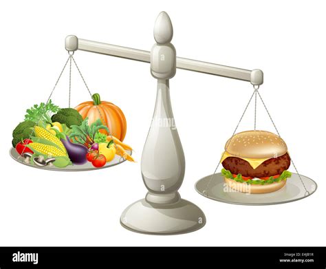 Healthy Eating Will Power Concept Healthy Food On One Side Of Scales