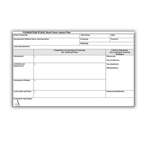 Eyfs Planning Lesson Plan Template Teachwire
