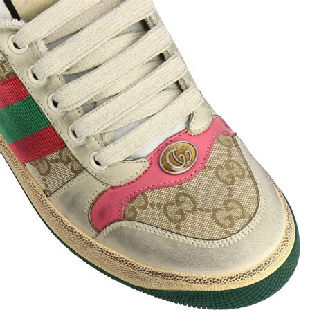 Gucci Screener Sneakers Aus Vintage Leder Mit Web Und Canvas Bändern