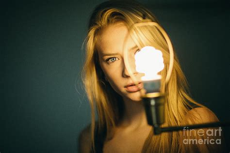 Beautiful Blonde And Lightbulb 9k Ultra Hd Photograph By Hi Res Fine