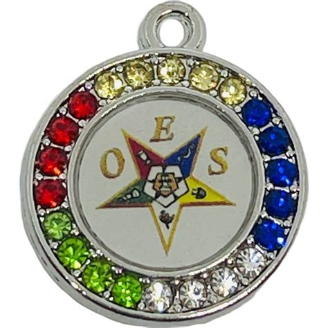 1 Small Round Oes Order Of The Eastern Star Charm Pendant Silver Tone