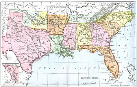 Us Map Of Southern States Map