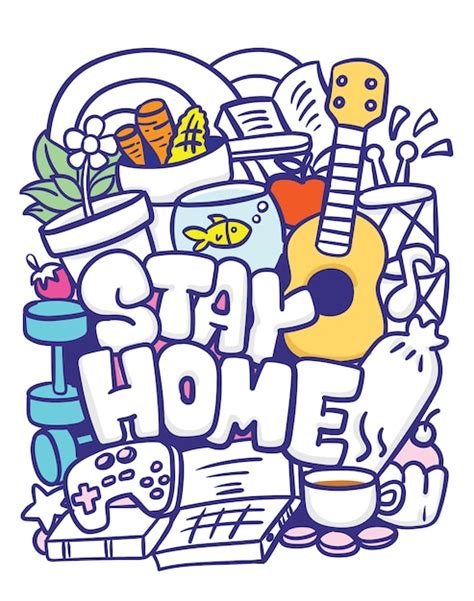 Premium Vector Stay Home Hand Drawn Doodle Art