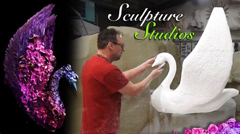 Hand Carving Floral Swans Polystyrene Styrofoam By Sculpture