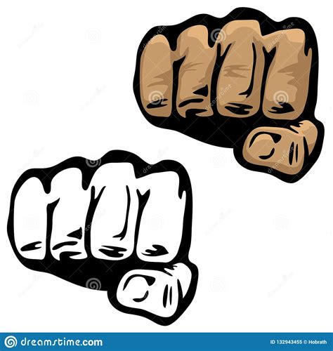 Fist Hand Vector Illustration In Color And Black And White Stock Vector