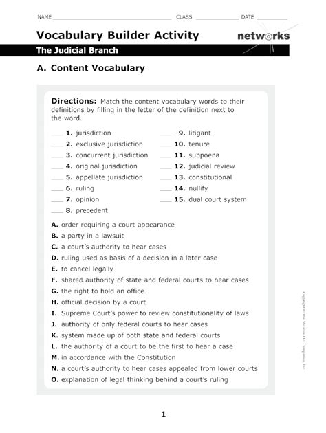 Vocabulary Builder Activity Answer Key Fill Online Printable