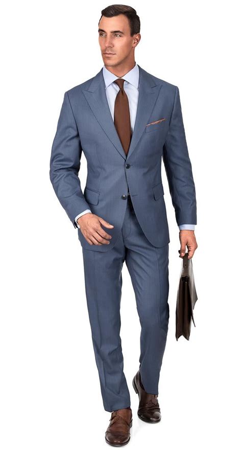 Perfect for work, an important meeting, wedding or special occasion. Steel Blue Birdseye Suit | Mens outfits, Blue suit wedding