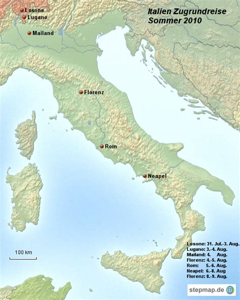 Stepmap Italien Rundreise Landkarte Für Italien