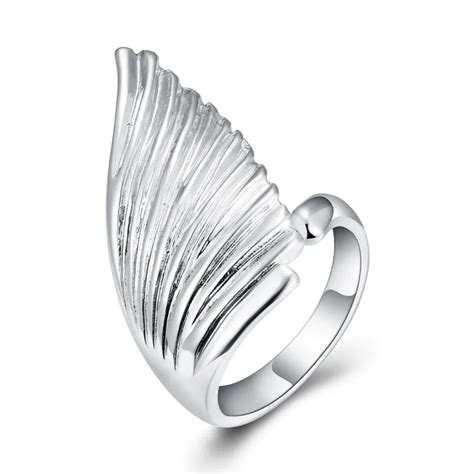 New Sweet Romantic Wings Of Angels Ring Women Girl Silver Plated Ring Party Jewelry Big Thumb