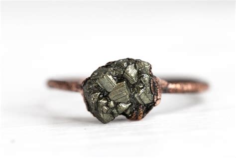 Pyrite Ring Raw Stone Ring Raw Pyrite Ring Mineral Ring Etsy
