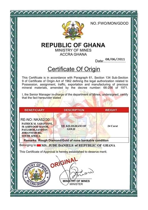 Gold Ownership Certificate Tutoreorg Master Of Documents