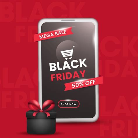 Premium Vector Black Friday Mega Sale Poster Design With 50 Discount