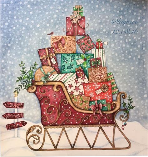 A Painting Of A Sleigh Filled With Presents