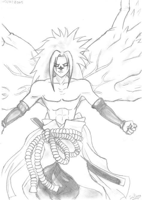 Naruto Sasuke Demon Form Drawing Sketch Coloring Page